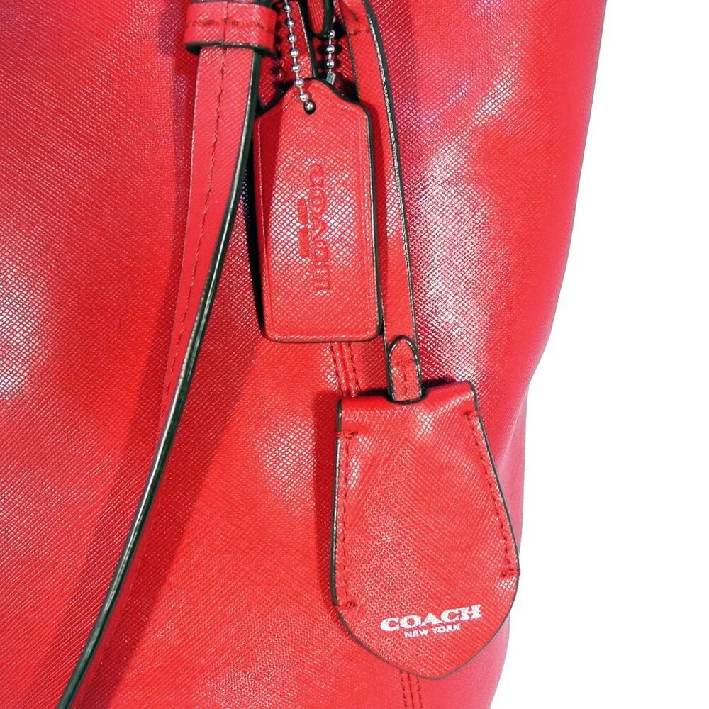 COACH Peyton $348 Red Saffiano Leather Zip Tote Bag - Picture 5 of 7